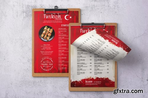 Turkish Cuisine Single Page A4 & US Letter Menu