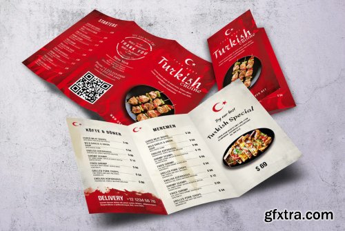 Turkish Cuisine Trifold A4 & US Letter Menu