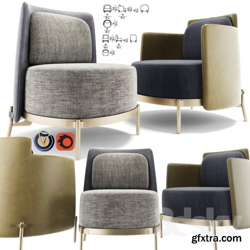 Minotti Tape Armchair Set 3D MODEL