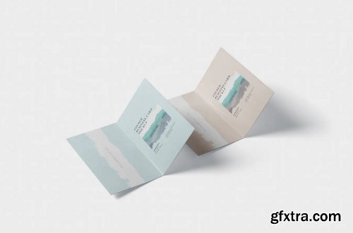 Folded Business Card Mockup - Horizontal Orientati