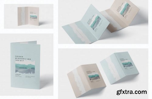 Folded Business Card Mockup - Horizontal Orientati