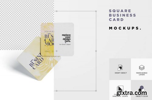 Business Card Mockup - Square Round Corner