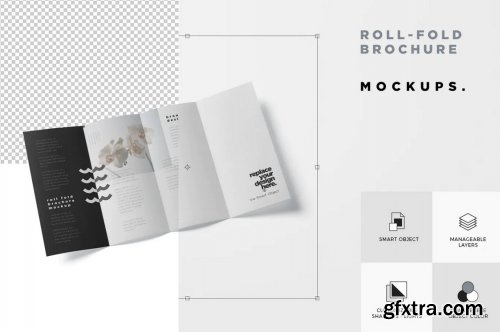 Roll-Fold Brochure Mockup - DL DIN Lang Size