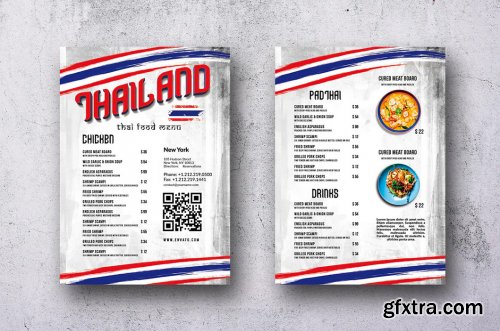 Thai Cuisine Single Page A4 & US Letter Food Menu