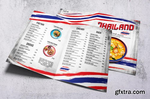 Thai Cuisine Food Menu Bifold A4 & US Letter