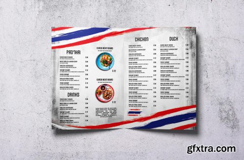 Thai Cuisine Food Menu Bifold A4 & US Letter