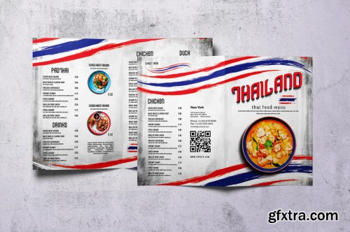 Thai Cuisine Food Menu Bifold A4 & US Letter