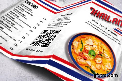 Thai Cuisine Trifold A4 & US Letter Food Menu