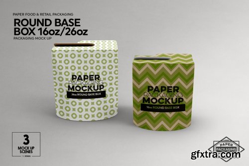 CreativeMarket - Paper Round Base Box 16/26oz Mockups 4250606