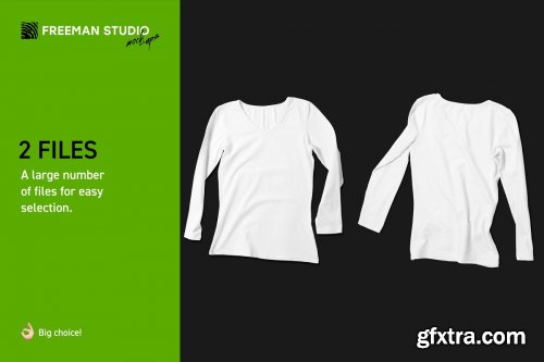 CreativeMarket - Longsleeve T-Shirt Mock-Up Set 4217959