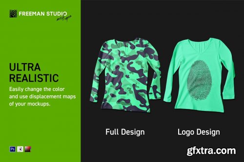 CreativeMarket - Longsleeve T-Shirt Mock-Up Set 4217959