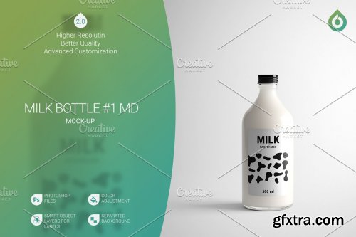 CreativeMarket - Milk Bottle MD Mock-Up #1 [V2.0] 4187988