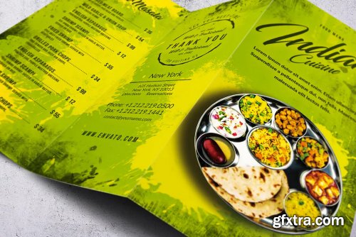 Indian Cuisine Trifold A4 & US Letter Food Menu