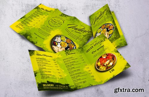 Indian Cuisine Trifold A4 & US Letter Food Menu