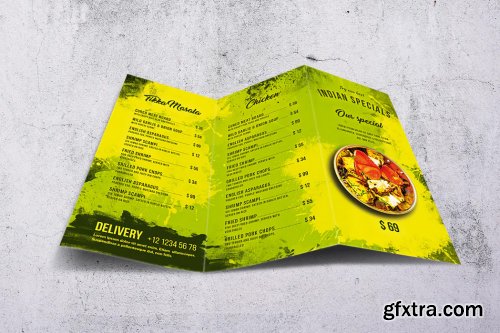 Indian Cuisine Trifold A4 & US Letter Food Menu