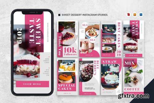 Sweet Dessert Instagram Stories AI and PSD