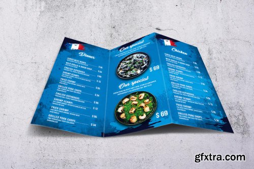 French Cuisine Trifold A4 & US Letter Food Menu