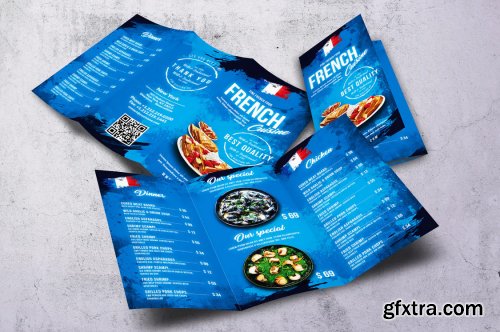 French Cuisine Trifold A4 & US Letter Food Menu