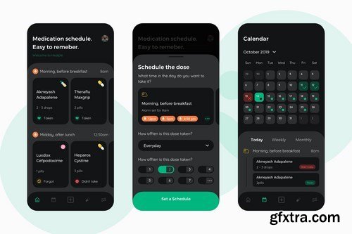 Healple Dark Mode - Reminder Mobile App UI - N
