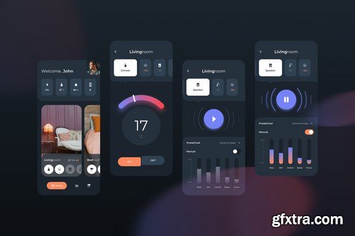 Smart Home Control Dark Mode UI - FD