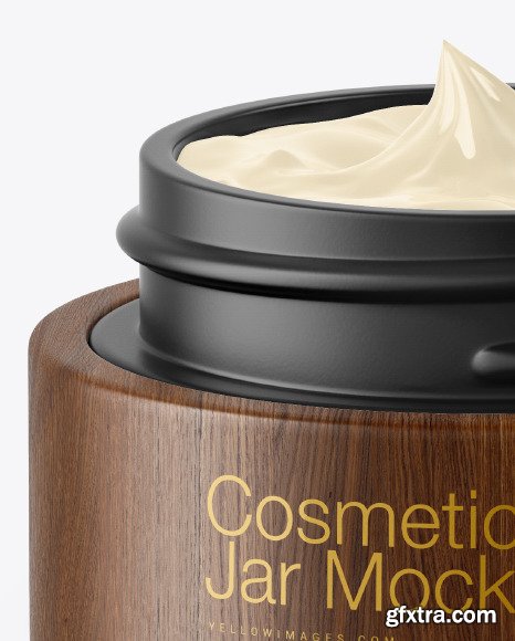 Opened Matte Cosmetic Jar in Wooden Shell 50703