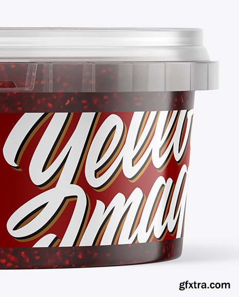 Plastic Container with Raspberry Jam Mockup 50706