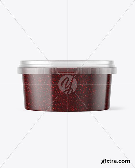 Plastic Container with Raspberry Jam Mockup 50706