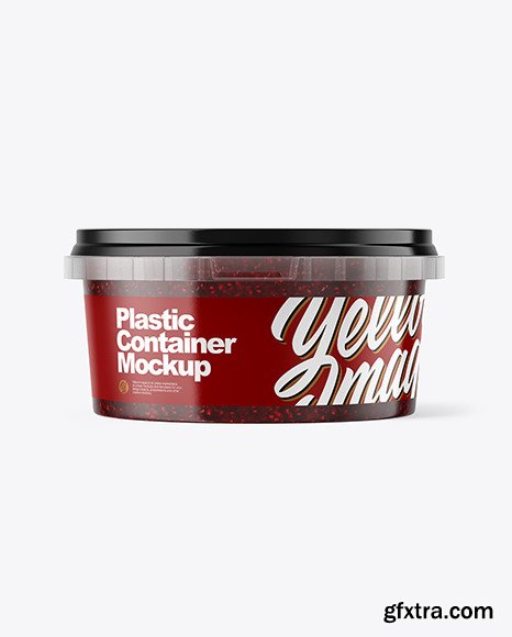 Plastic Container with Raspberry Jam Mockup 50706