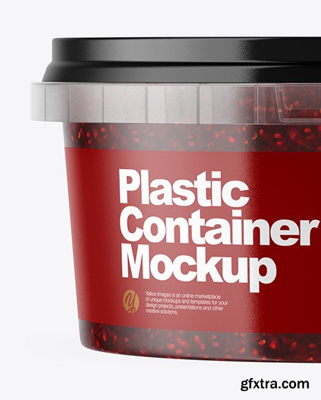 Plastic Container with Raspberry Jam Mockup 50706