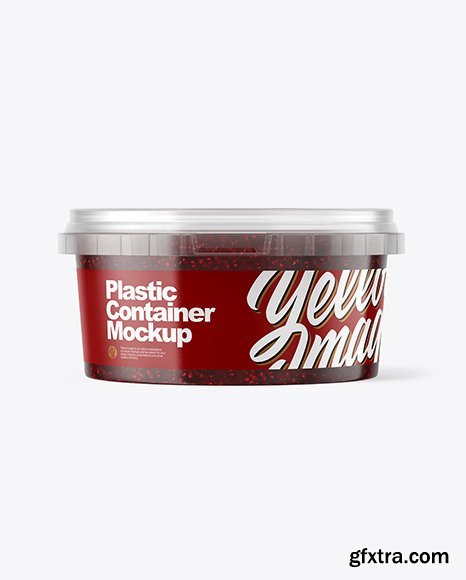 Plastic Container with Raspberry Jam Mockup 50706