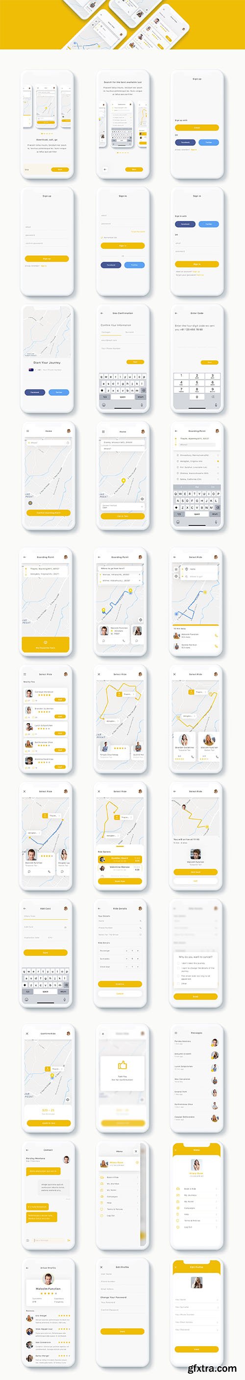 Yunu - Taxi App UI Kit