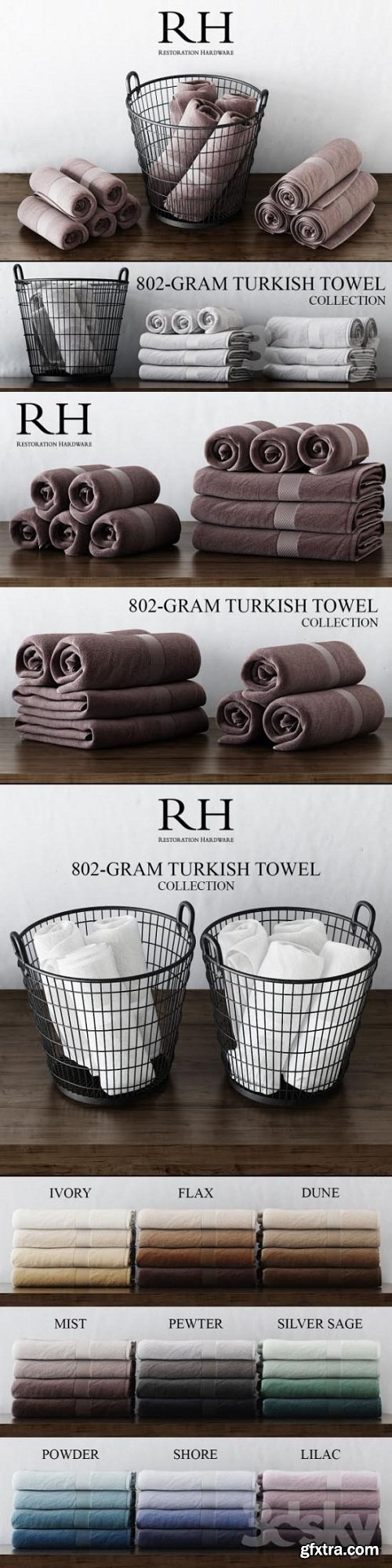 RH 802-GRAM TURKISH TOWEL COLLECTION With a Basket