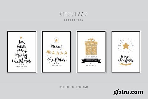 Christmas Greetings Vector Card Set