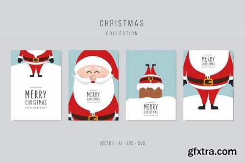 Christmas Greetings Vector Card Set