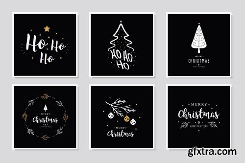 Christmas Greetings Vector Card Set