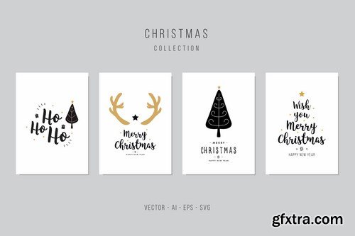 Christmas Greetings Vector Card Set