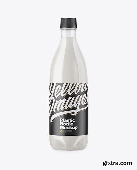 Clear PET Bottle with Milk Mockup 50874