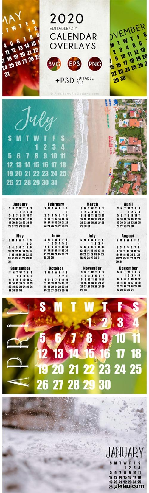 2020 Calendar Overlay Templates PSD SVG 1966374