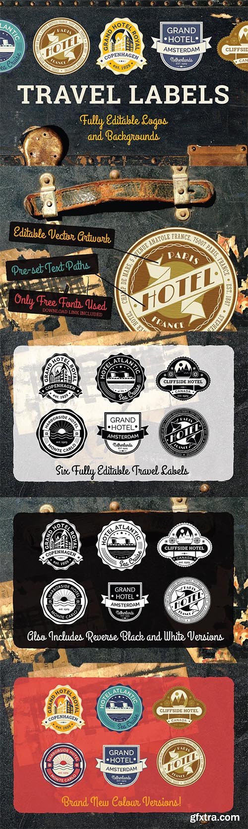 Editable Travel Labels and Logo Designs