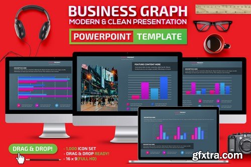 Business Graph Powerpoint and Keynote Templates