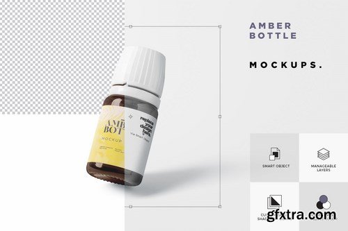 Amber Bottle Mockup Set