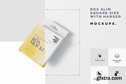 Box Mockup Set - Slim Square Size with Hanger