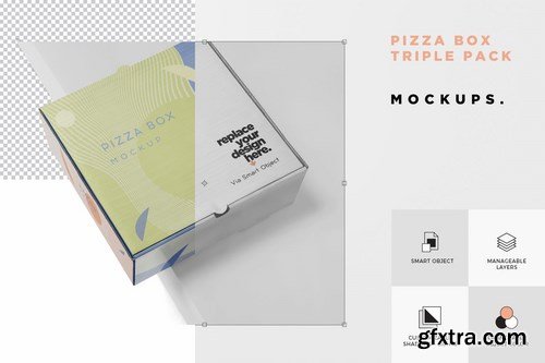 Pizza Box Mockup Set - Triple Pack