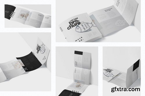 Roll-Fold Brochure Mockup Set - Square Format