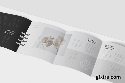 Roll-Fold Brochure Mockup Set - Square Format