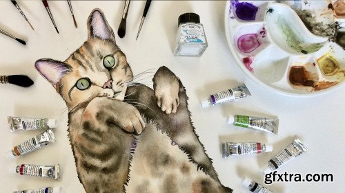 Ready, Wet, Paint! How to paint a Tabby Cat in Watercolour, step by step.