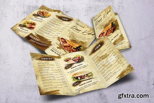 Doner Kebab Trifold A4 & US Letter Food Menu