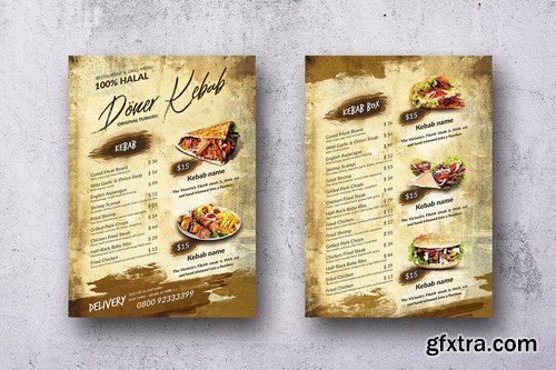 Doner Kebab Single Page A4 & US Letter Menu