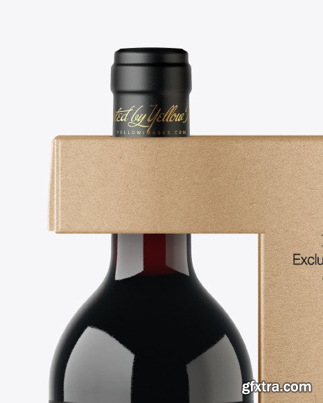 Amber Glass Wine Bottle with Box Mockup 50978