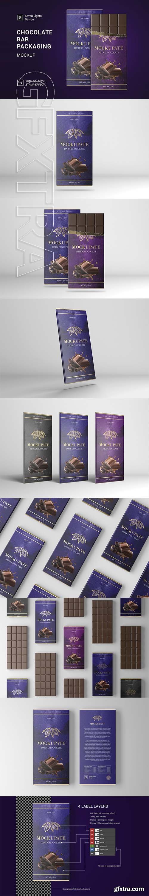 CreativeMarket - Chocolate Bar Packaging Mockup 4124104